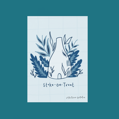 Stoke-On-Trent Floral Bottle Kiln Print