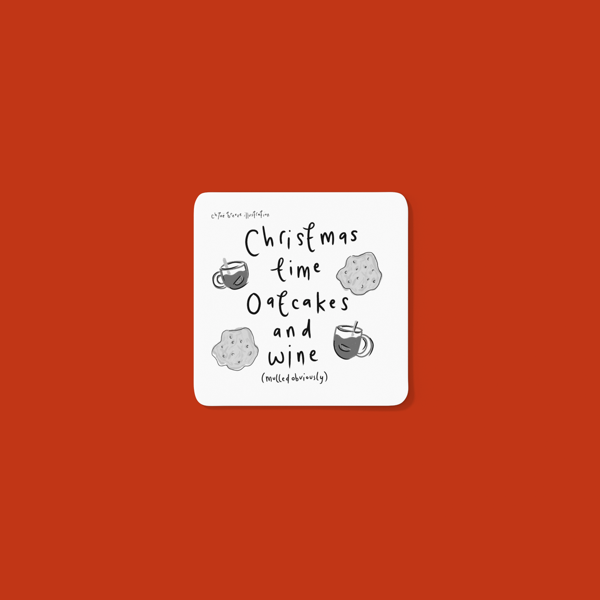 Christmas Coaster - Oatcakes and Wine