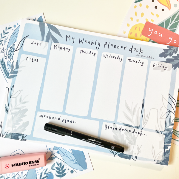 "Blooming Blue" My Weekly Planner Duck