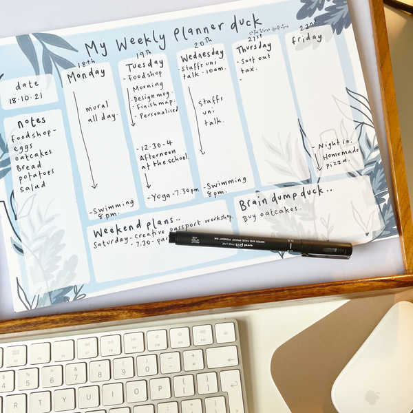 "Blooming Blue" My Weekly Planner Duck
